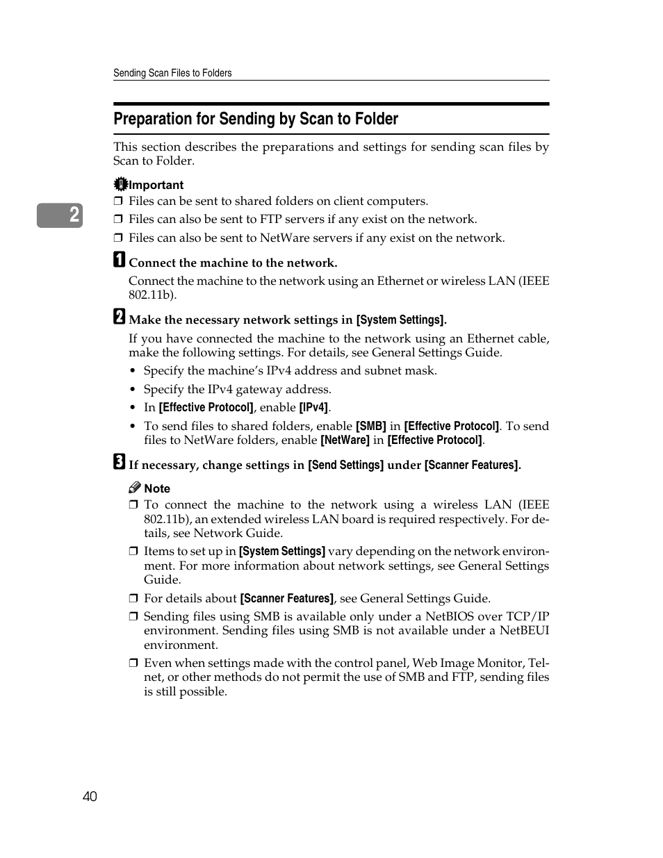 Preparation for sending by scan to folder | Ricoh Printer/Scanner Unit Type 8000 User Manual | Page 48 / 174