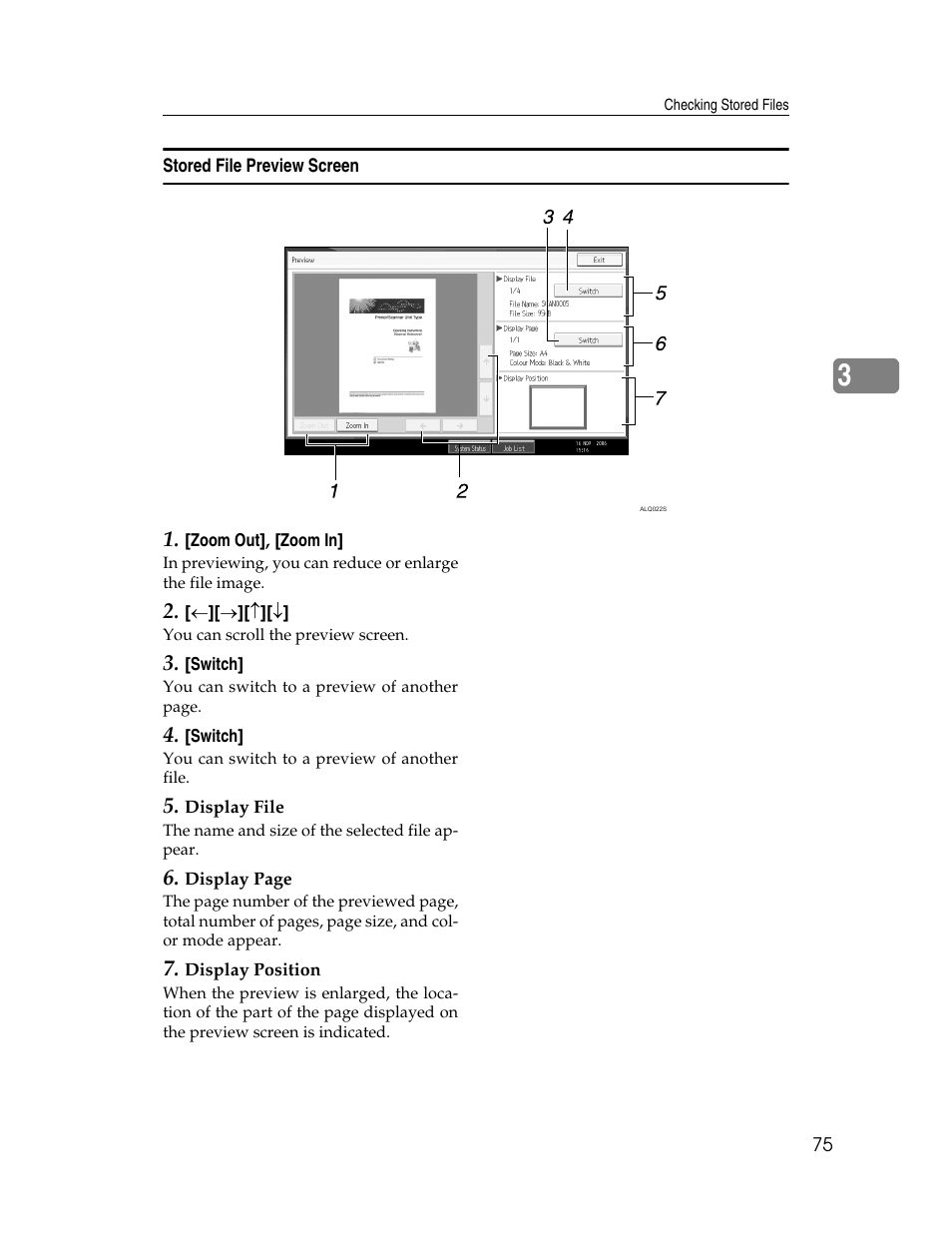 Stored file preview screen | Ricoh Printer/Scanner Unit Type 8000 User Manual | Page 83 / 174
