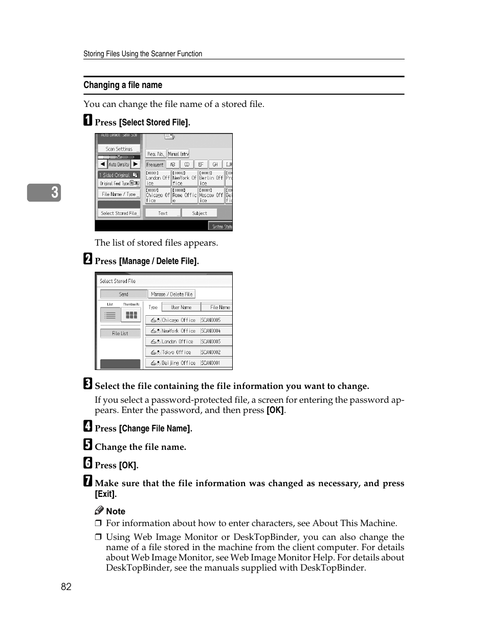 Changing a file name | Ricoh Printer/Scanner Unit Type 8000 User Manual | Page 90 / 174