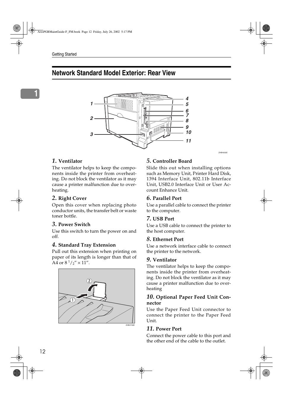 Network standard model exterior: rear view | Ricoh CL3000DN User Manual | Page 16 / 84