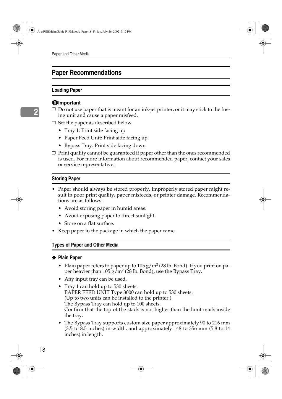 Paper recommendations | Ricoh CL3000DN User Manual | Page 22 / 84