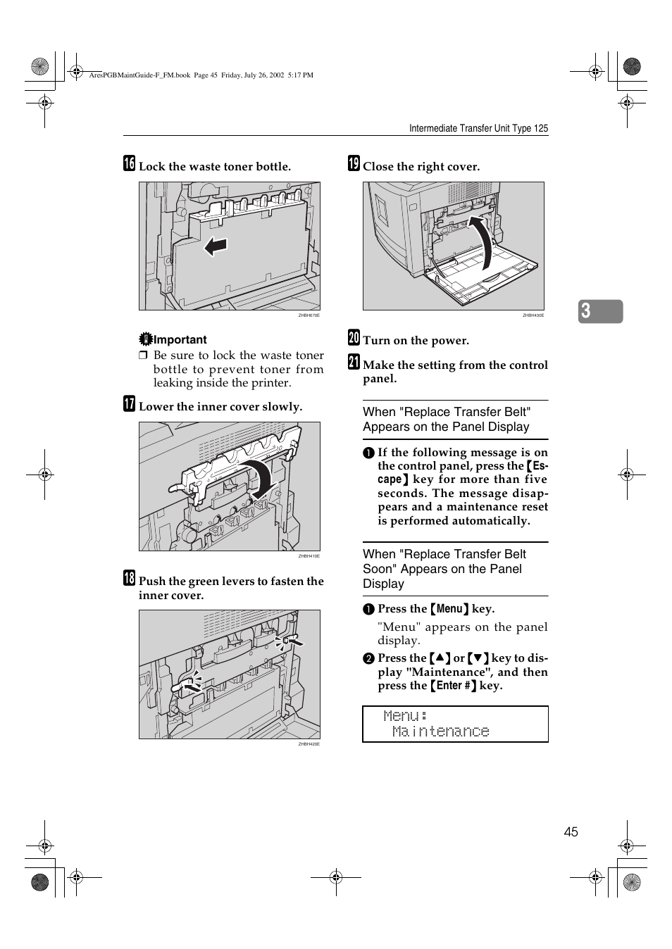 Menu: maintenance | Ricoh CL3000DN User Manual | Page 49 / 84
