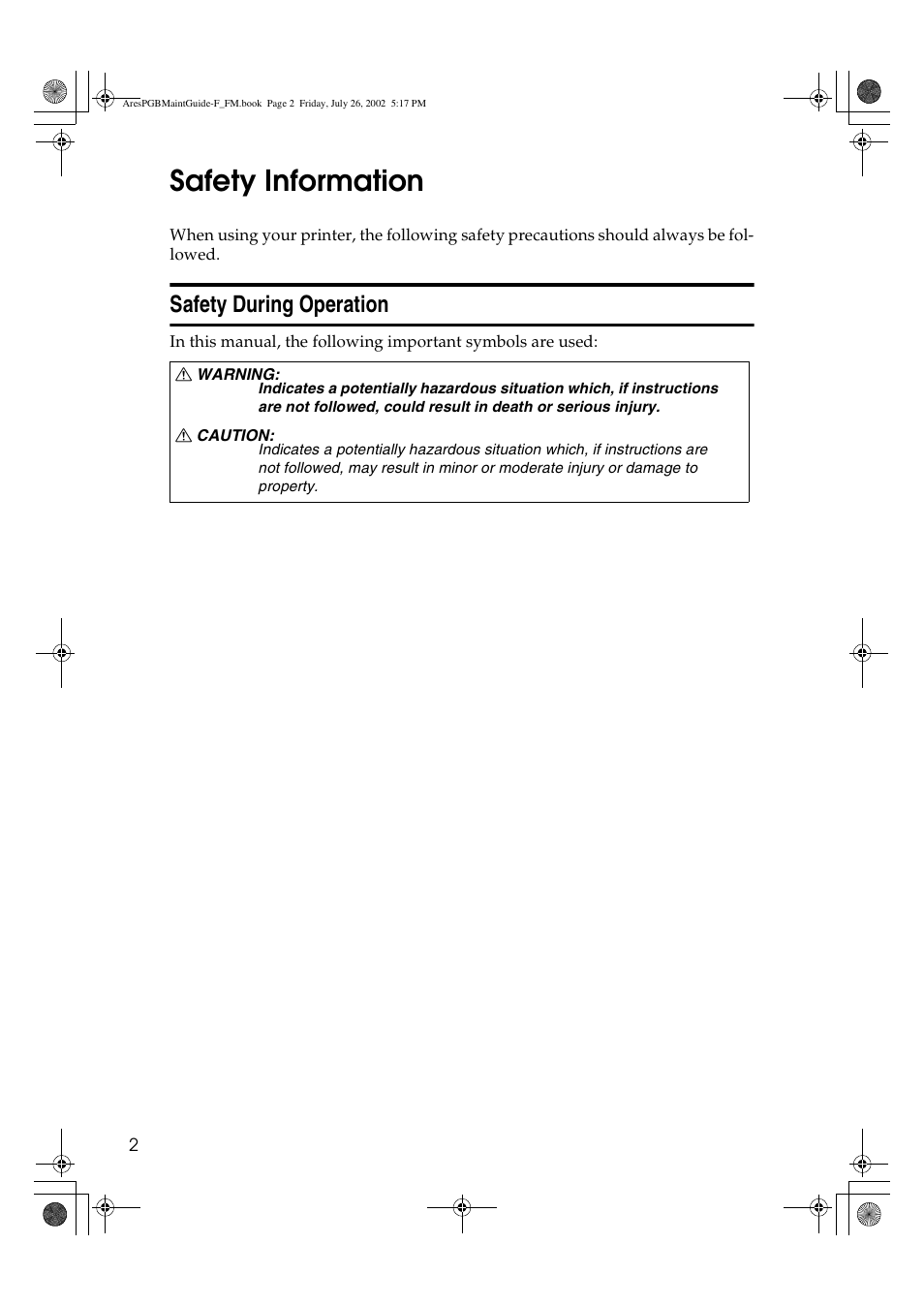 Safety information, Safety during operation | Ricoh CL3000DN User Manual | Page 6 / 84