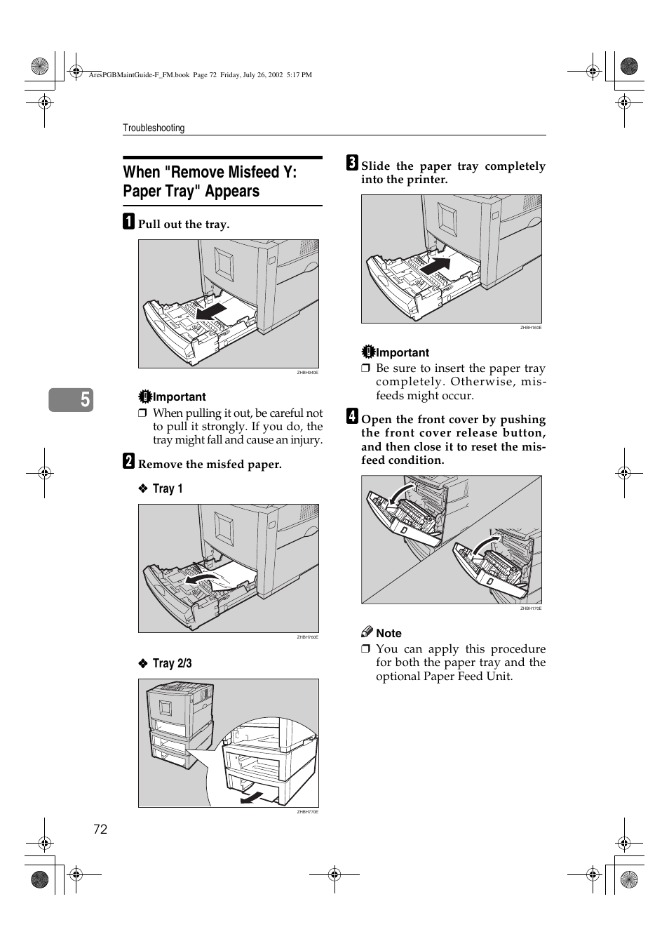 When "remove misfeed y: paper tray" appears | Ricoh CL3000DN User Manual | Page 76 / 84