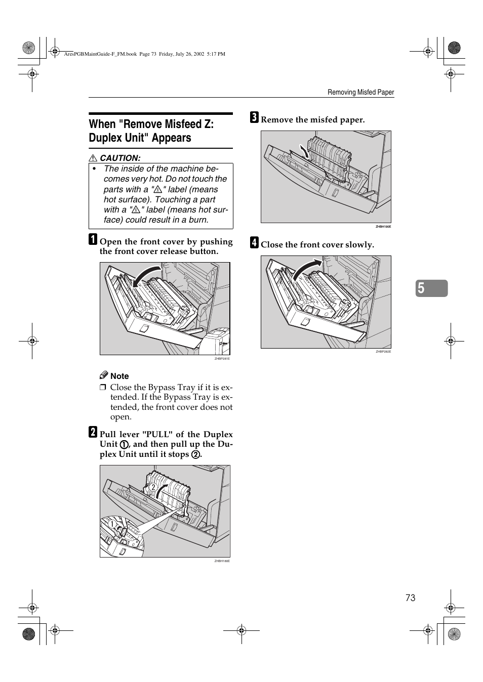 When "remove misfeed z: duplex unit" appears | Ricoh CL3000DN User Manual | Page 77 / 84
