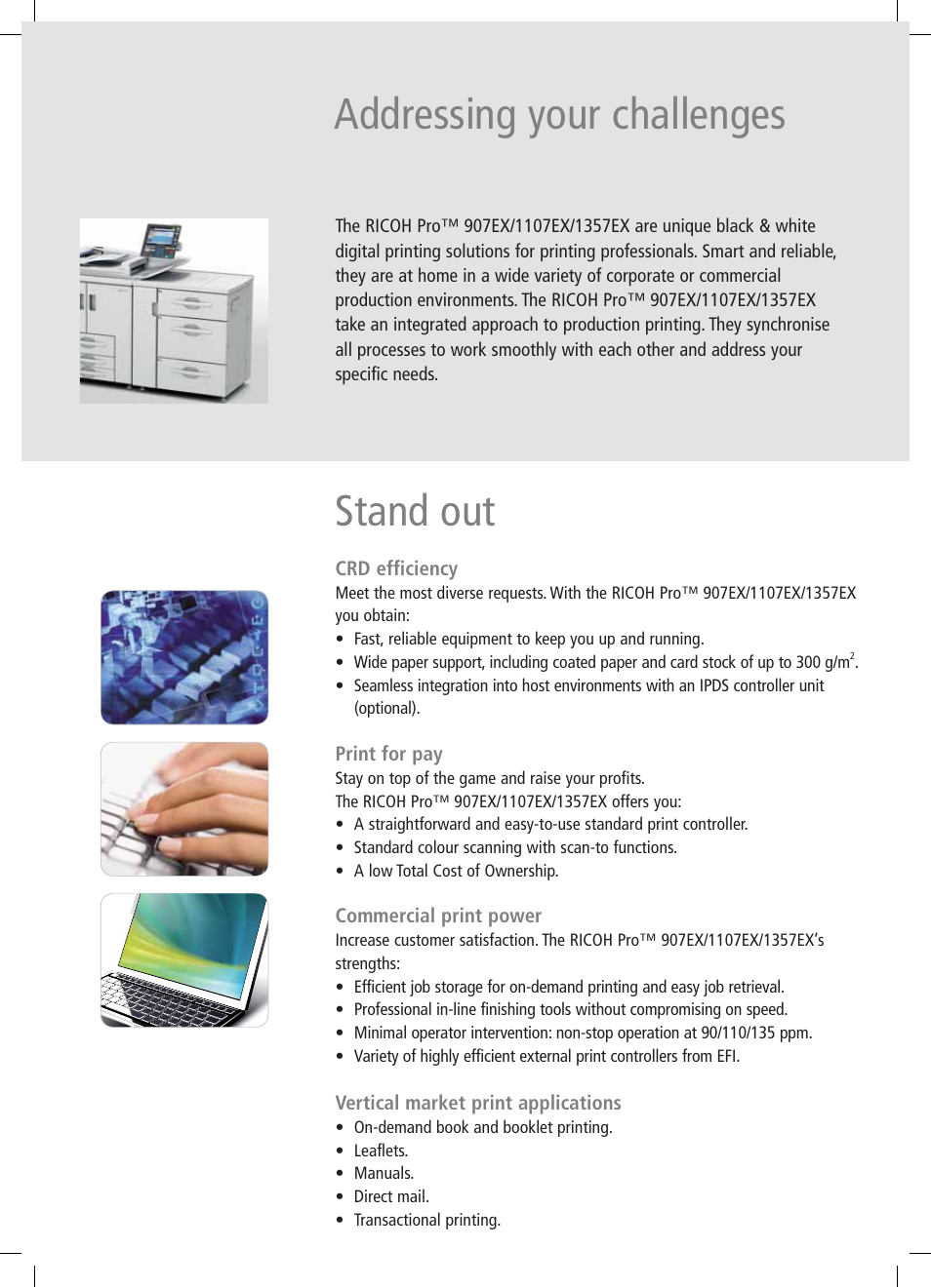 Stand out, Addressing your challenges | Ricoh PRO 907EX User Manual | Page 10 / 12