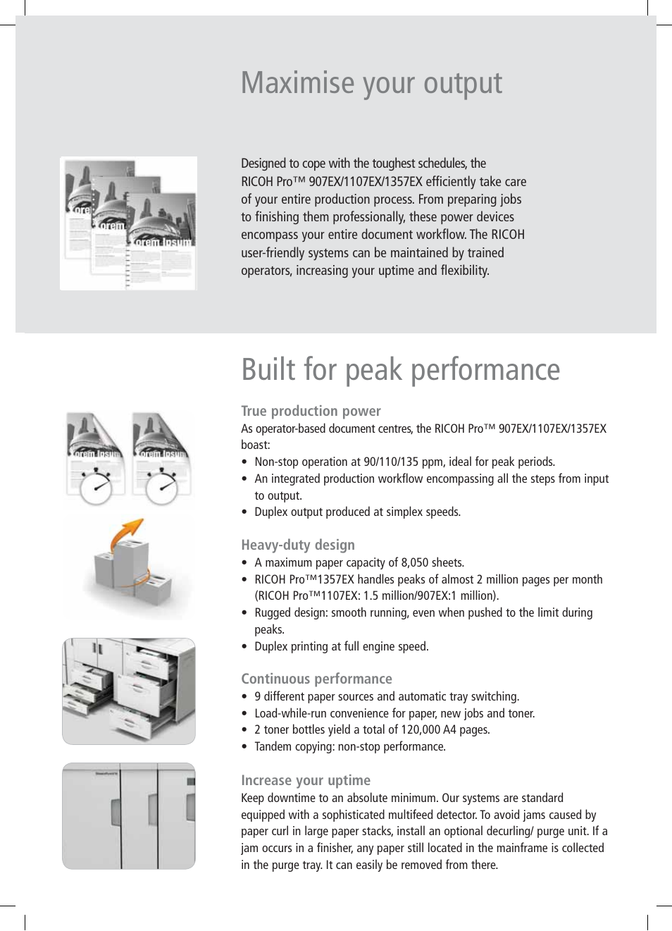 Built for peak performance, Maximise your output | Ricoh PRO 907EX User Manual | Page 5 / 12
