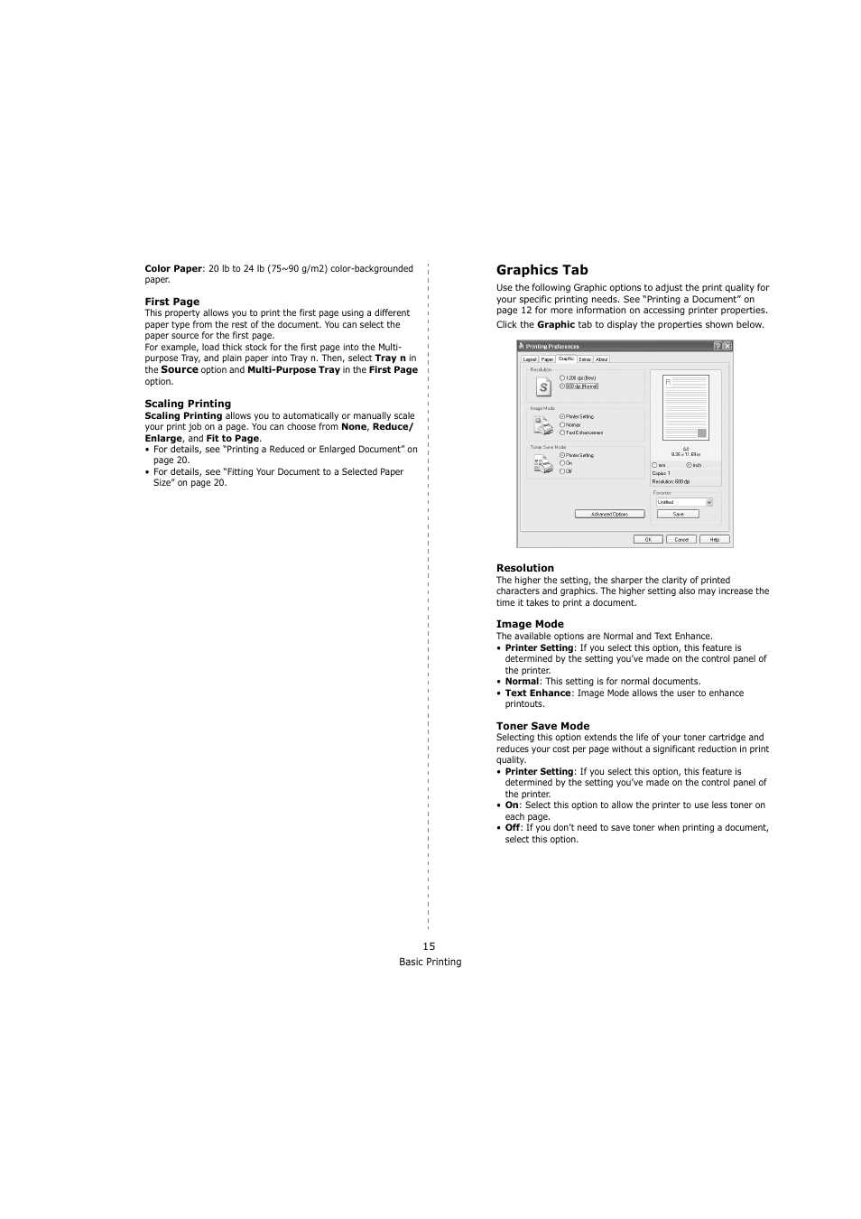 Graphics tab | Ricoh Laser MFP Printer User Manual | Page 107 / 129