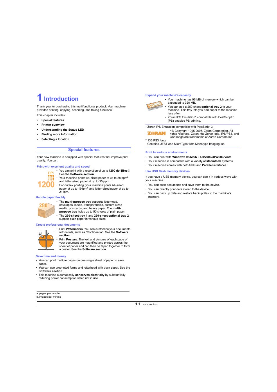 Introduction, Special features | Ricoh Laser MFP Printer User Manual | Page 11 / 129