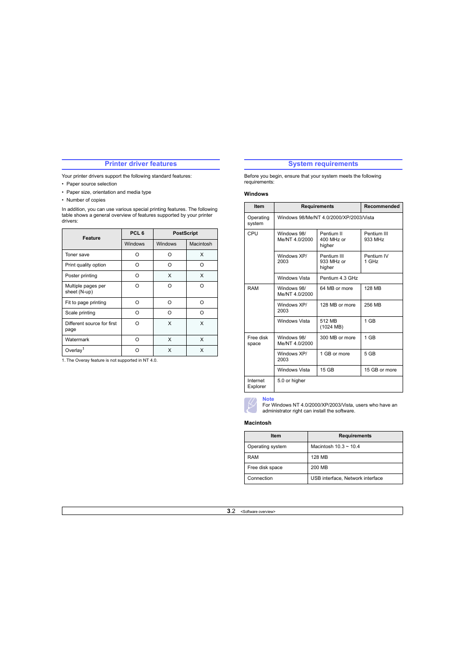 Printer driver features, System requirements, Printer driver features system requirements | Ricoh Laser MFP Printer User Manual | Page 21 / 129