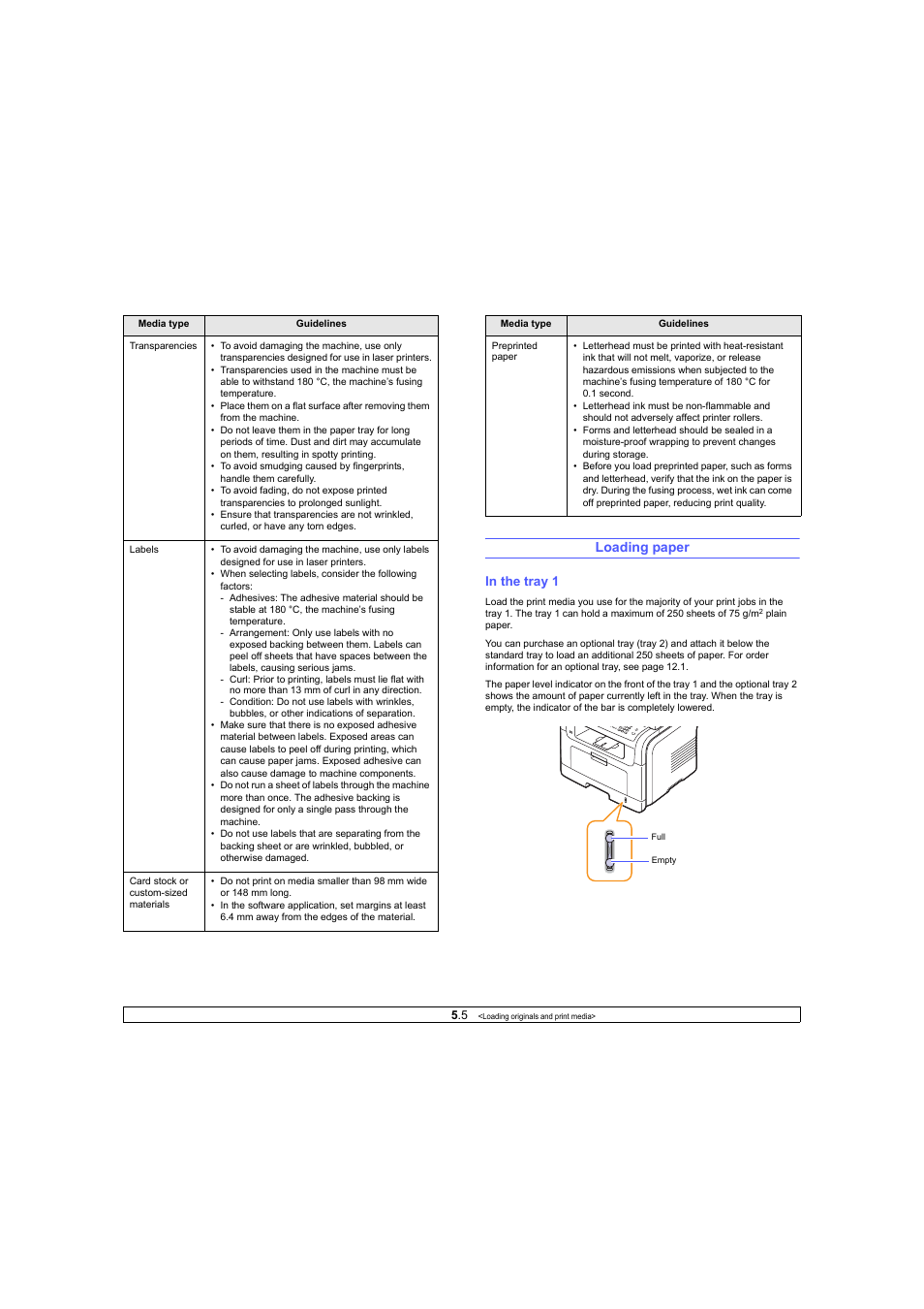 Loading paper, In the tray 1 | Ricoh Laser MFP Printer User Manual | Page 28 / 129