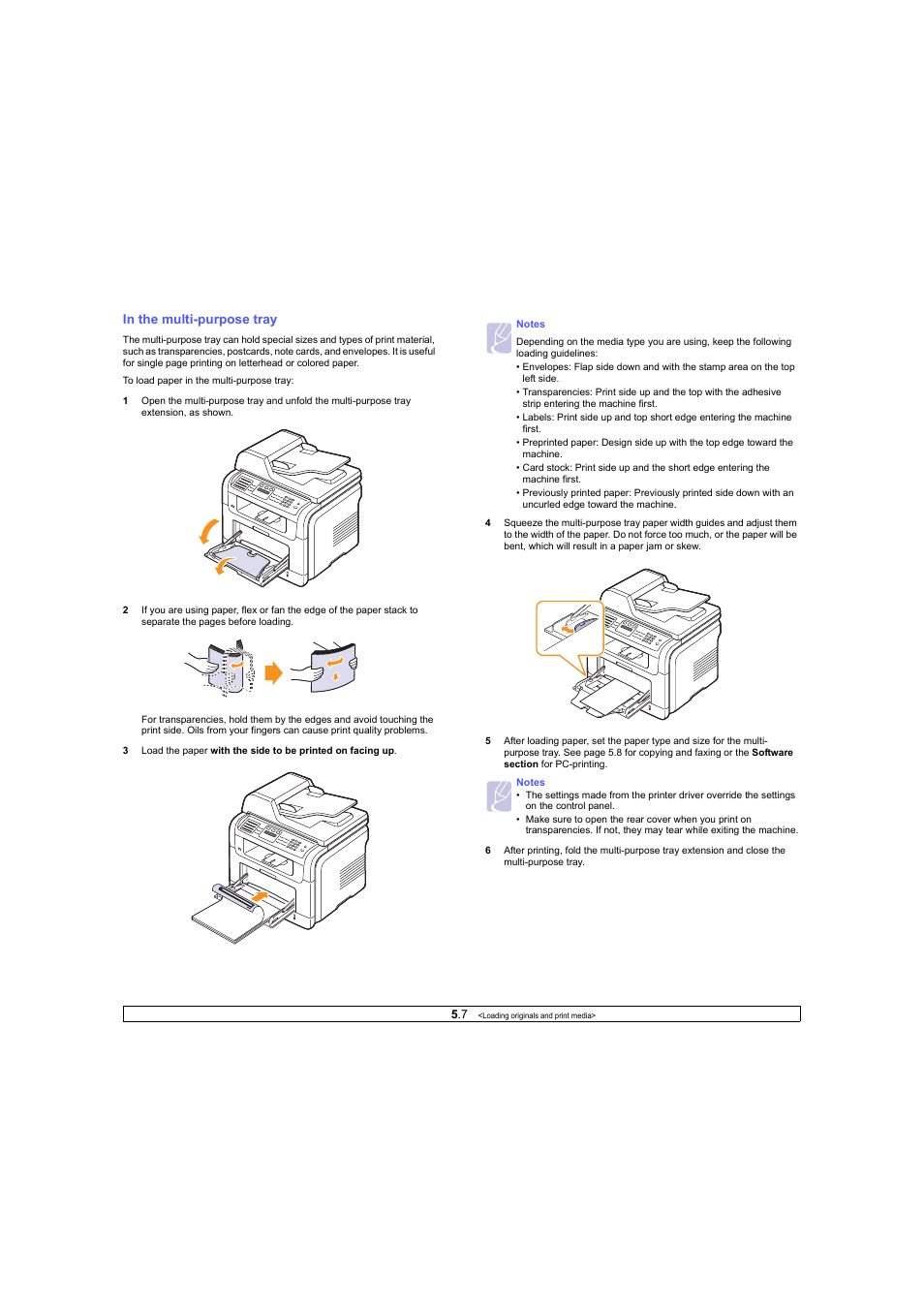 In the multi-purpose tray | Ricoh Laser MFP Printer User Manual | Page 30 / 129