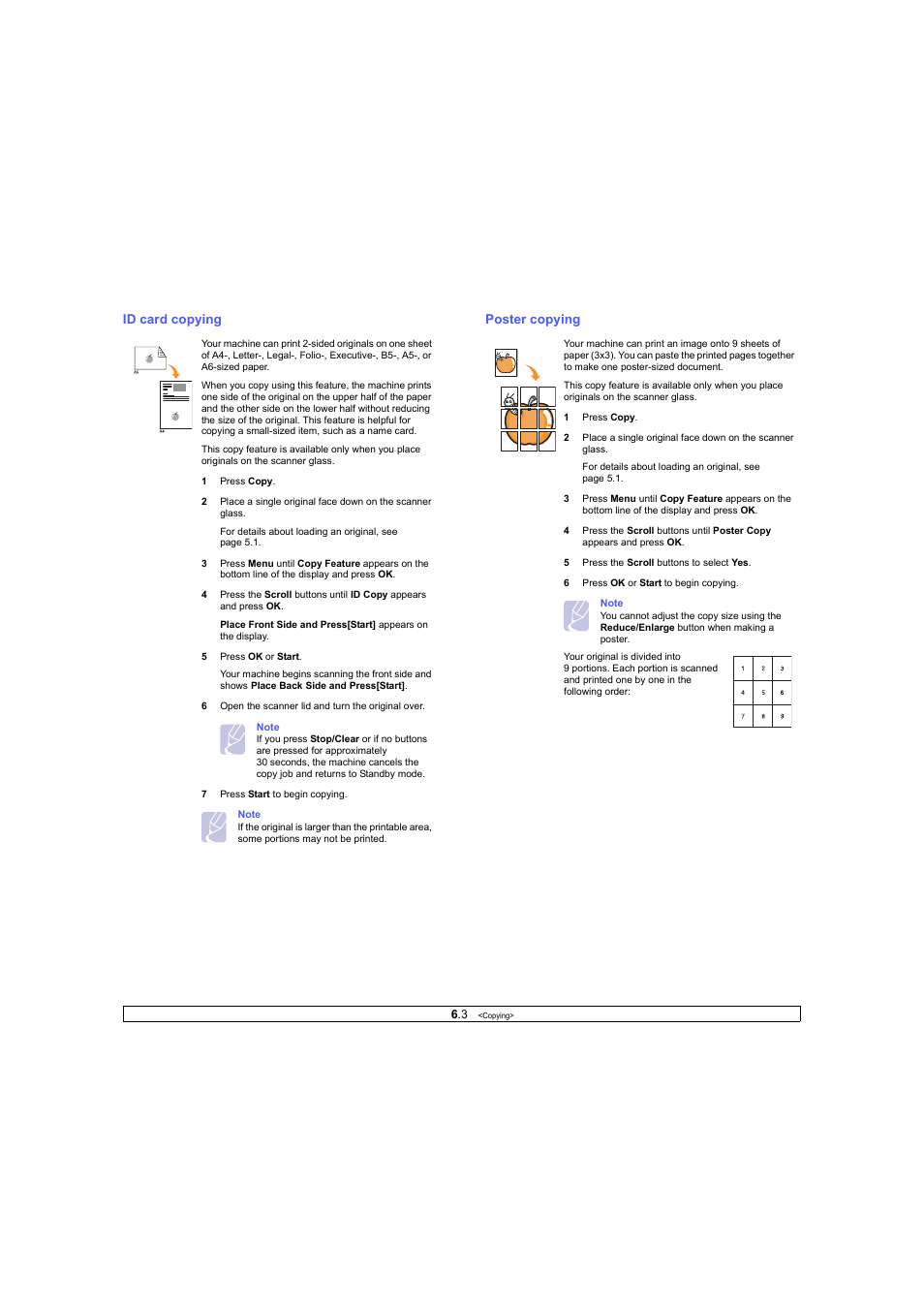 Id card copying, Poster copying | Ricoh Laser MFP Printer User Manual | Page 35 / 129