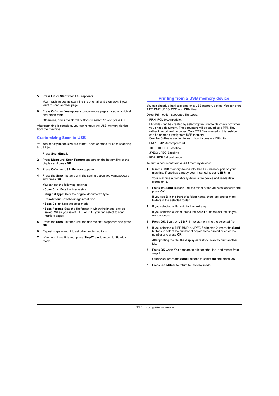 Customizing scan to usb, Printing from a usb memory device | Ricoh Laser MFP Printer User Manual | Page 58 / 129