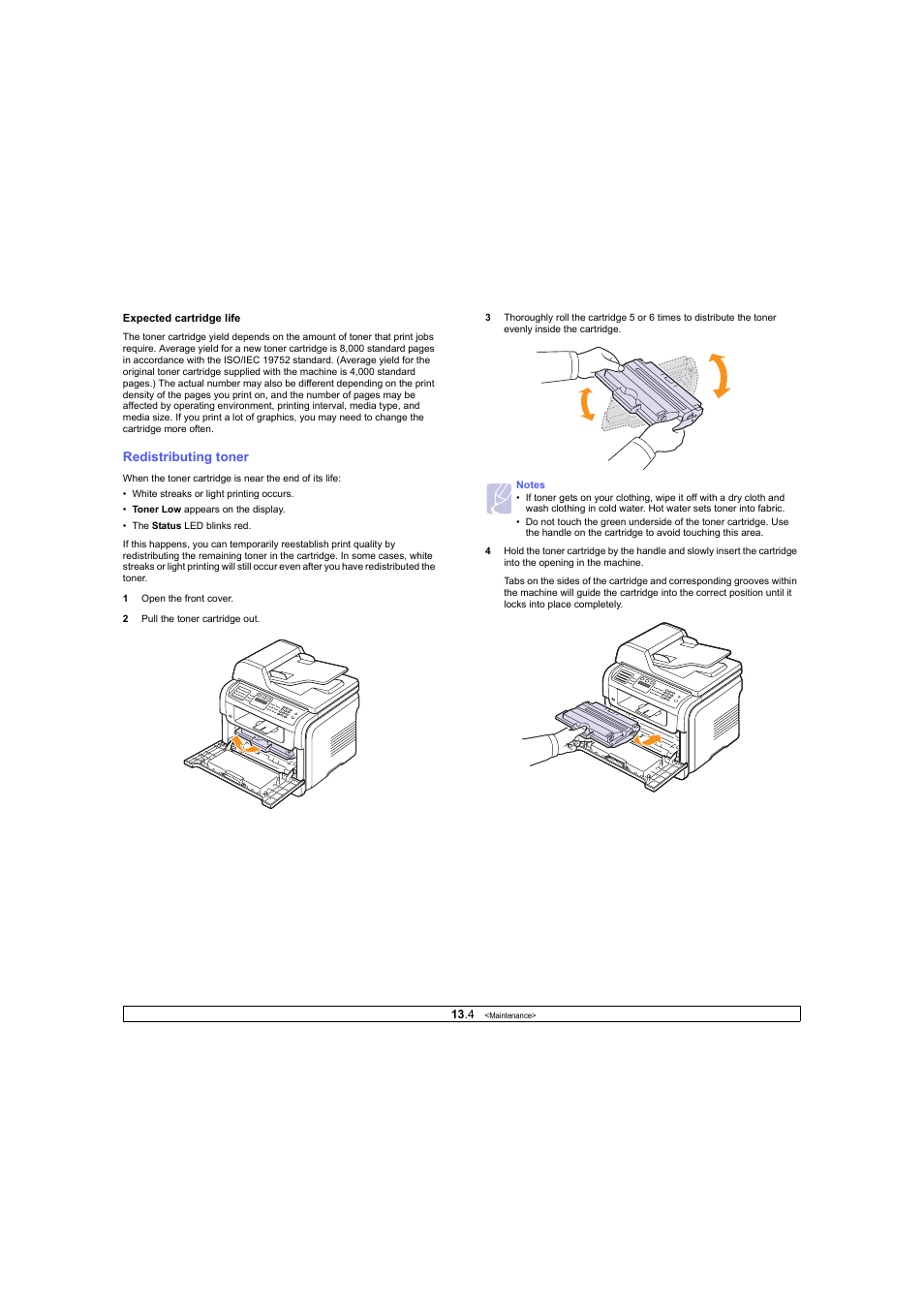 Redistributing toner | Ricoh Laser MFP Printer User Manual | Page 65 / 129