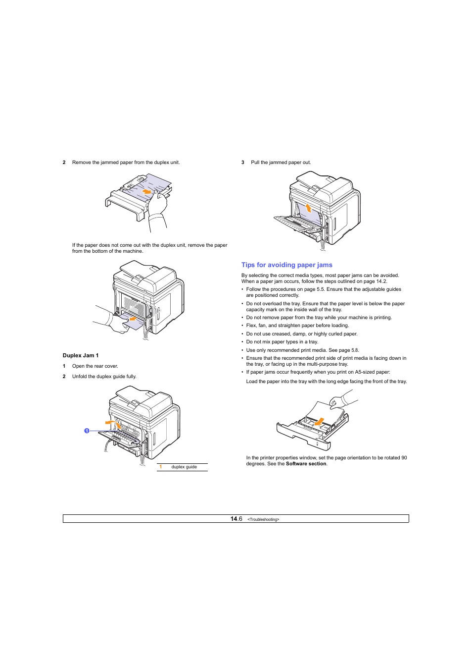 Tips for avoiding paper jams | Ricoh Laser MFP Printer User Manual | Page 73 / 129