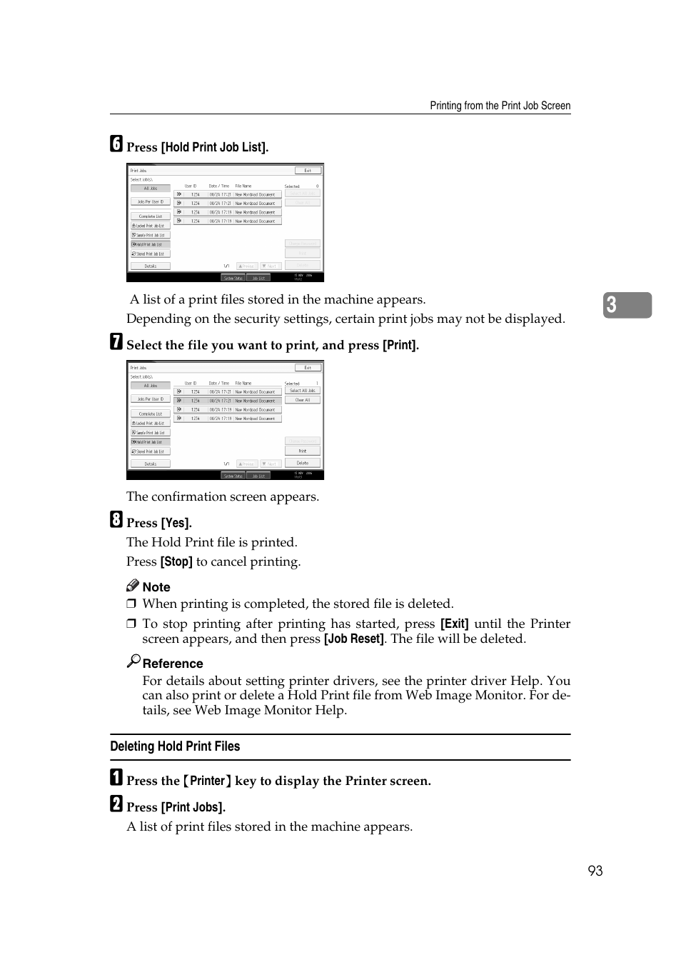 Deleting hold print files | Ricoh Printer Reference User Manual | Page 101 / 162