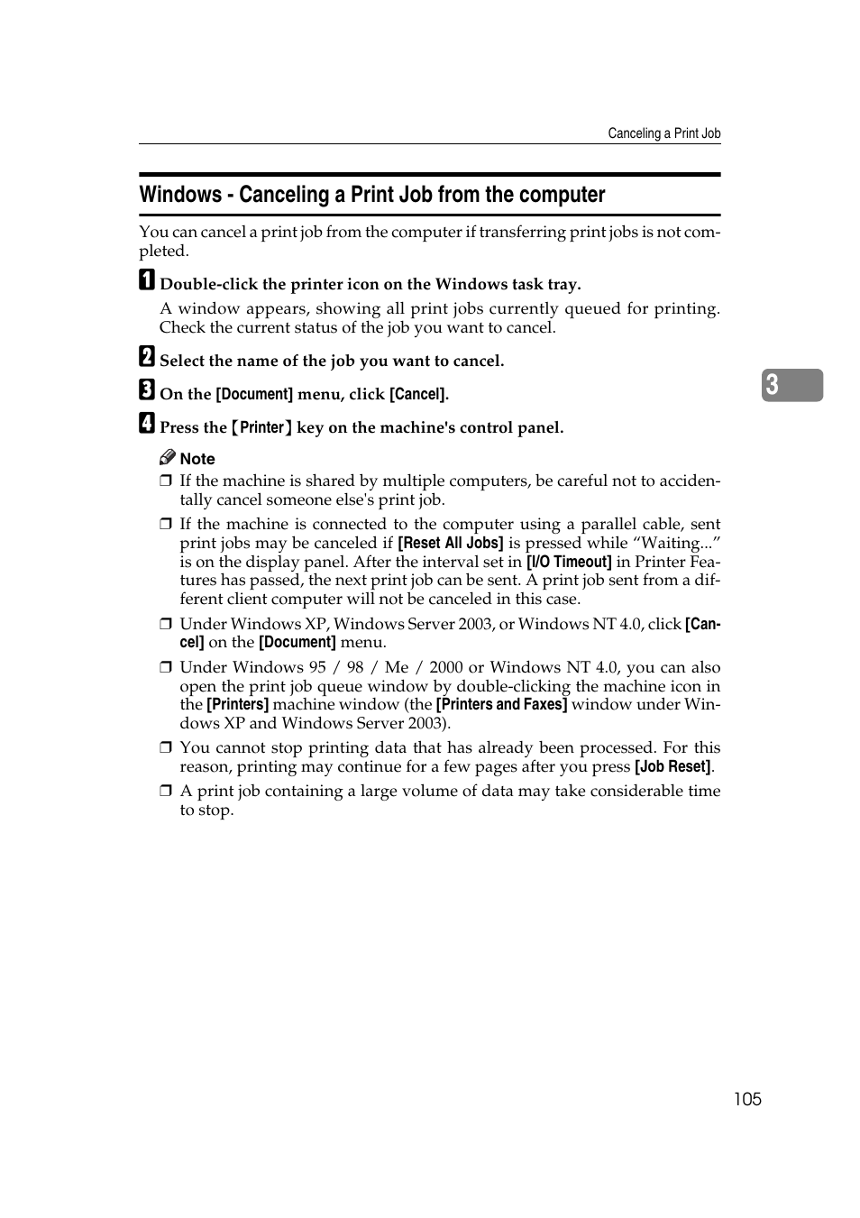 Windows - canceling a print job from the computer | Ricoh Printer Reference User Manual | Page 113 / 162