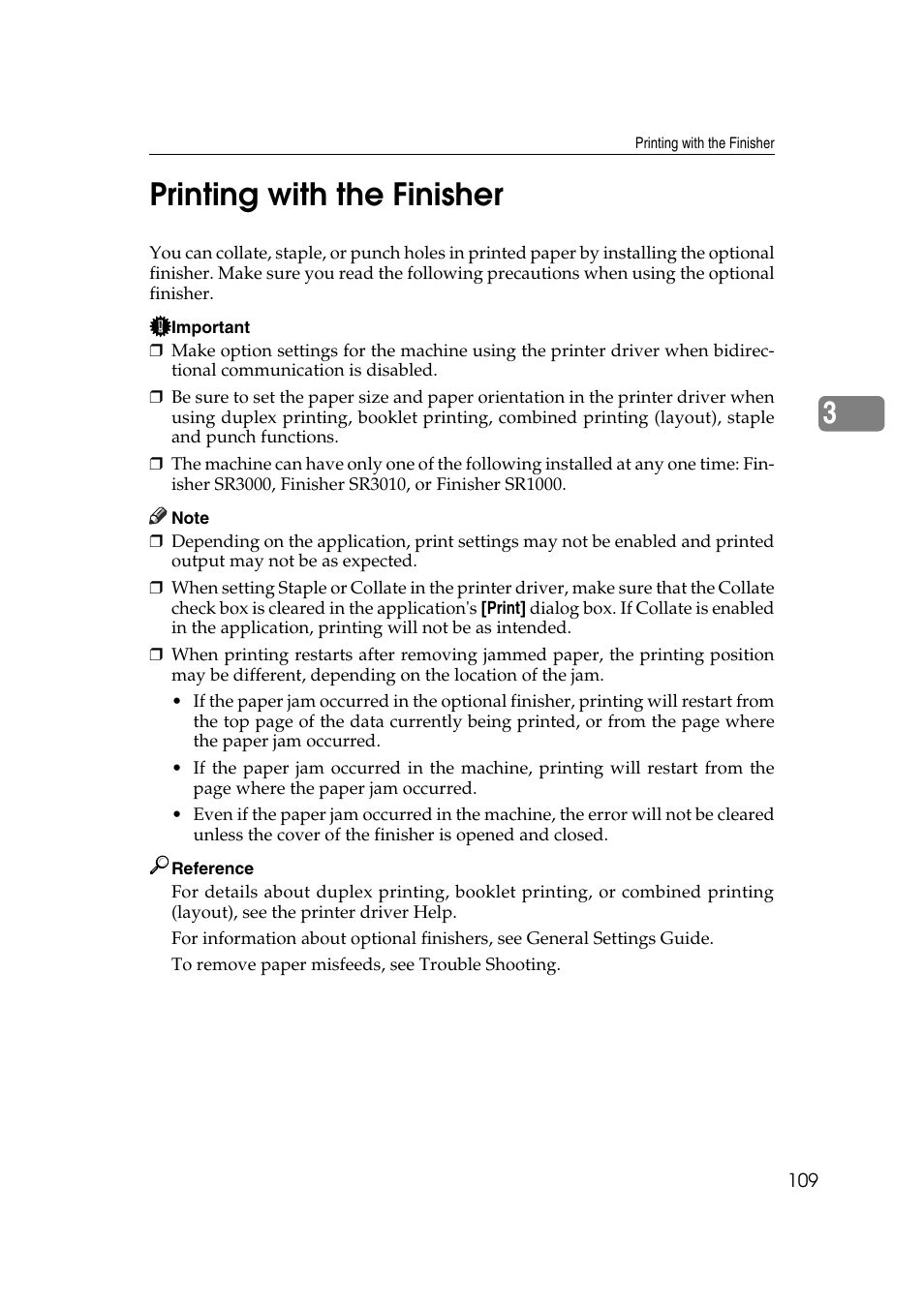 Printing with the finisher, 3printing with the finisher | Ricoh Printer Reference User Manual | Page 117 / 162