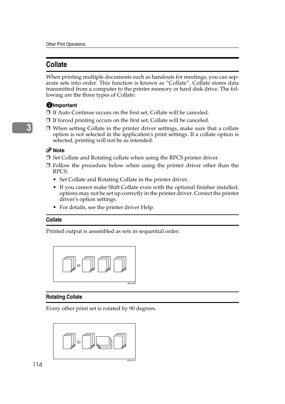 Collate, Rotating collate | Ricoh Printer Reference User Manual | Page 122 / 162