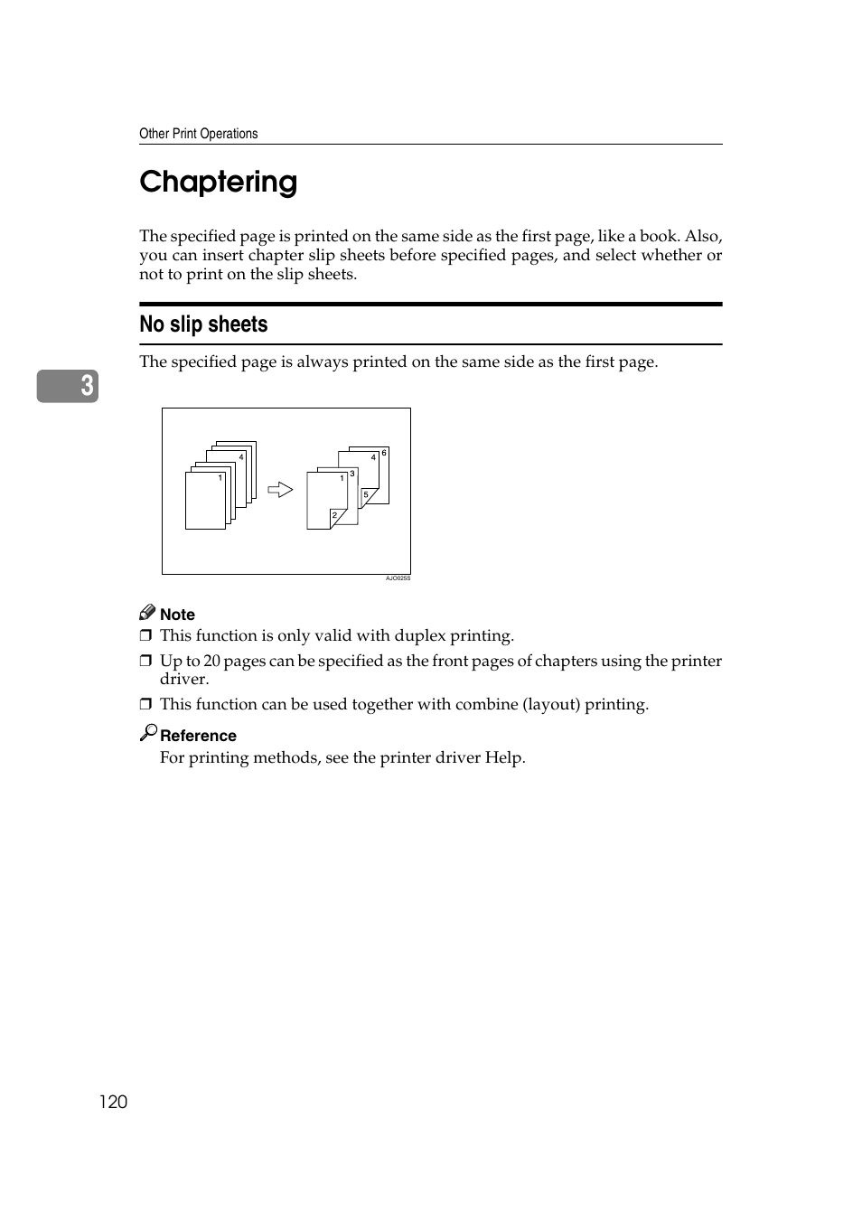 Chaptering, No slip sheets, 3chaptering | Ricoh Printer Reference User Manual | Page 128 / 162