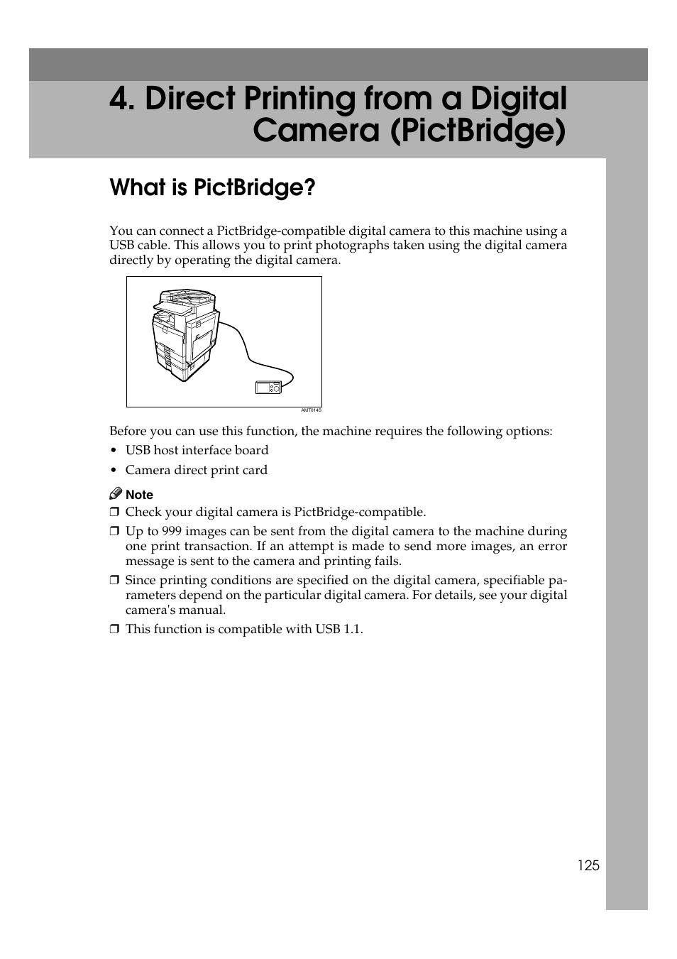 Direct printing from a digital camera (pictbridge), What is pictbridge | Ricoh Printer Reference User Manual | Page 133 / 162