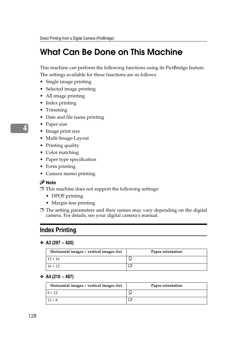 What can be done on this machine, Index printing, 4what can be done on this machine | Ricoh Printer Reference User Manual | Page 136 / 162