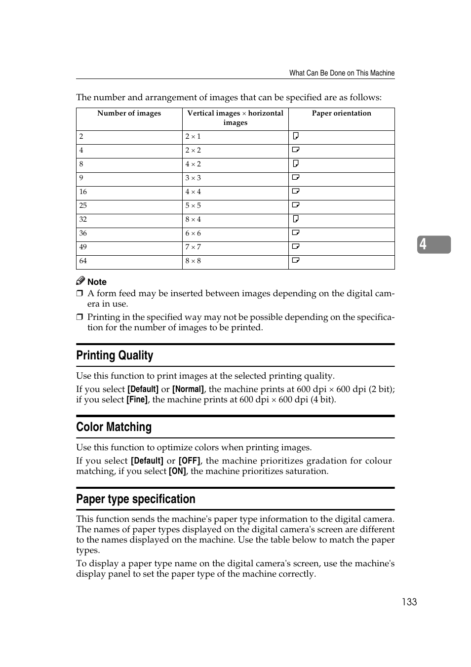 Printing quality, Color matching, Paper type specification | Ricoh Printer Reference User Manual | Page 141 / 162