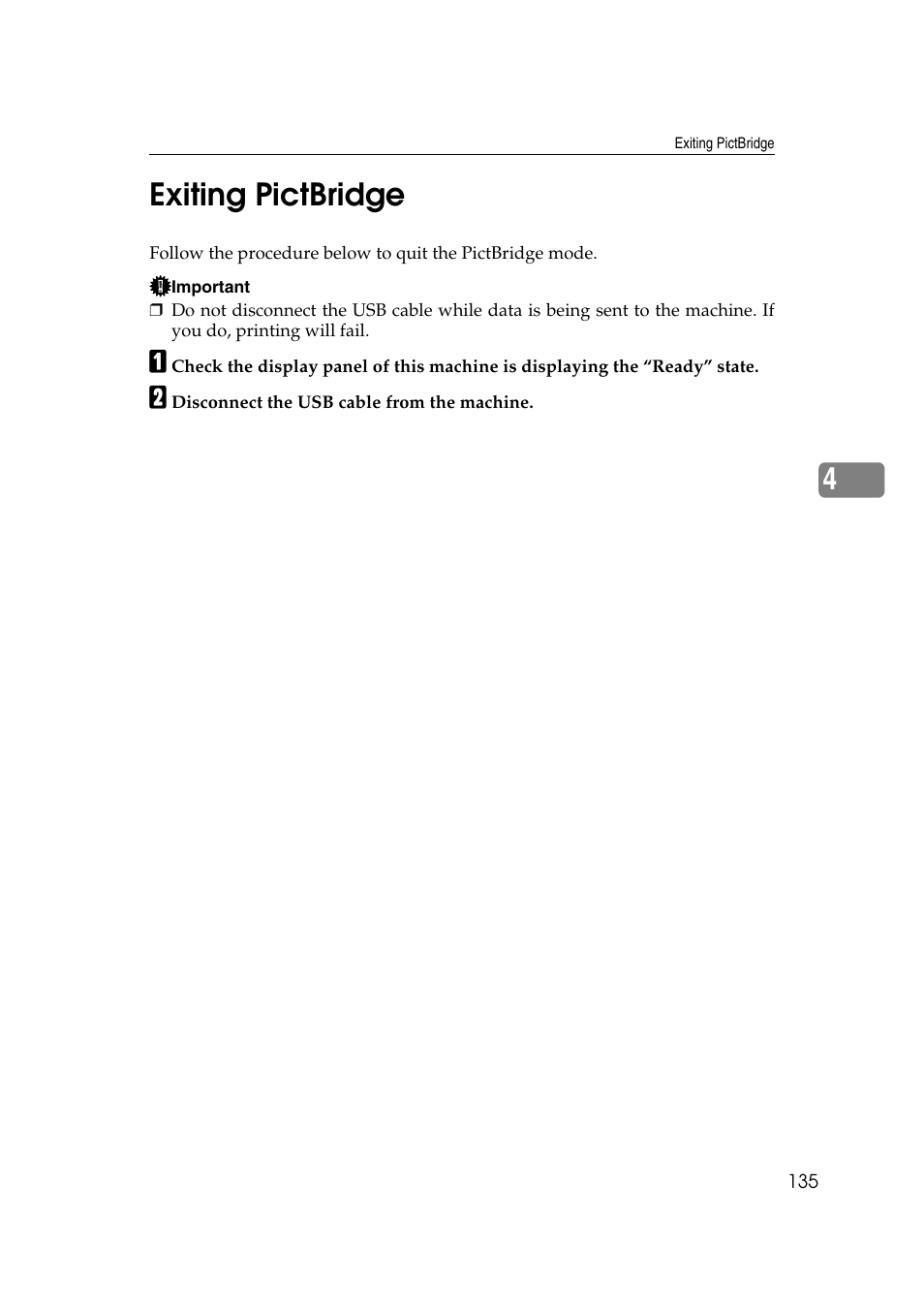 Exiting pictbridge, 4exiting pictbridge | Ricoh Printer Reference User Manual | Page 143 / 162