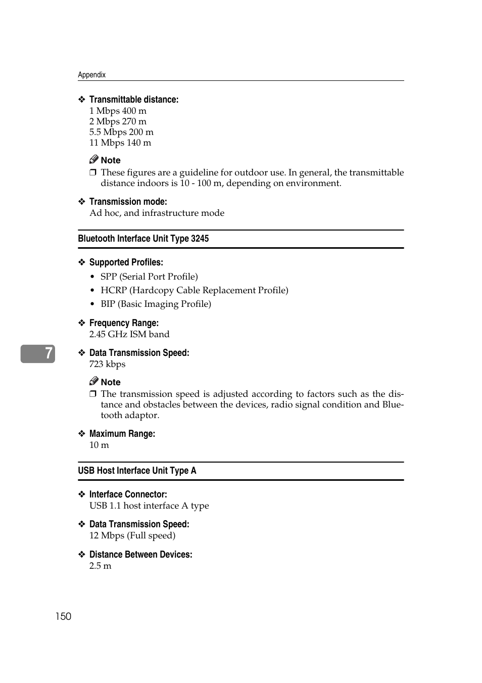 Bluetooth interface unit type 3245, Usb host interface unit type a | Ricoh Printer Reference User Manual | Page 158 / 162