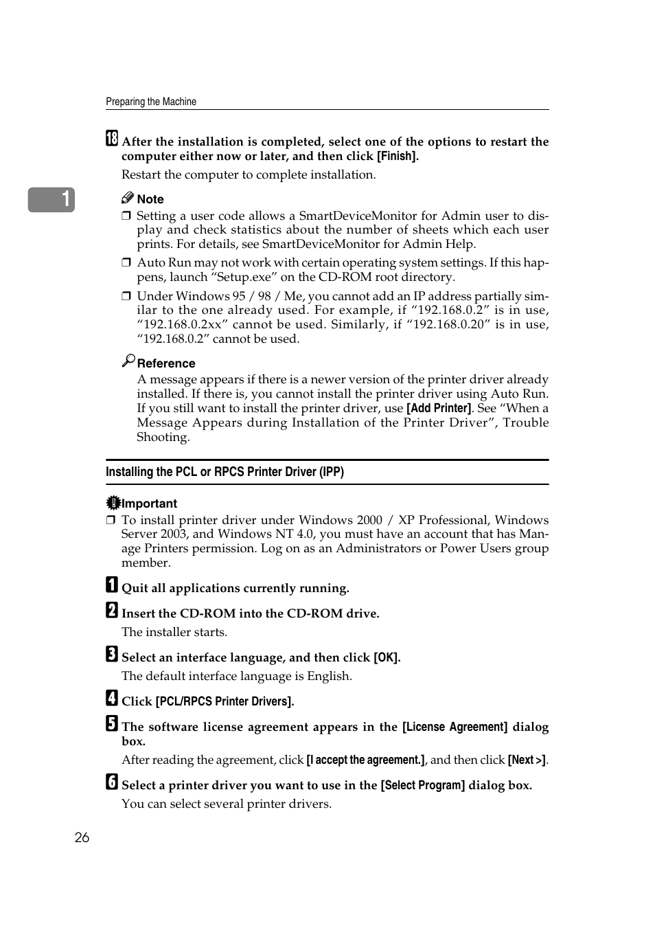 Installing the pcl or rpcs printer driver (ipp) | Ricoh Printer Reference User Manual | Page 34 / 162