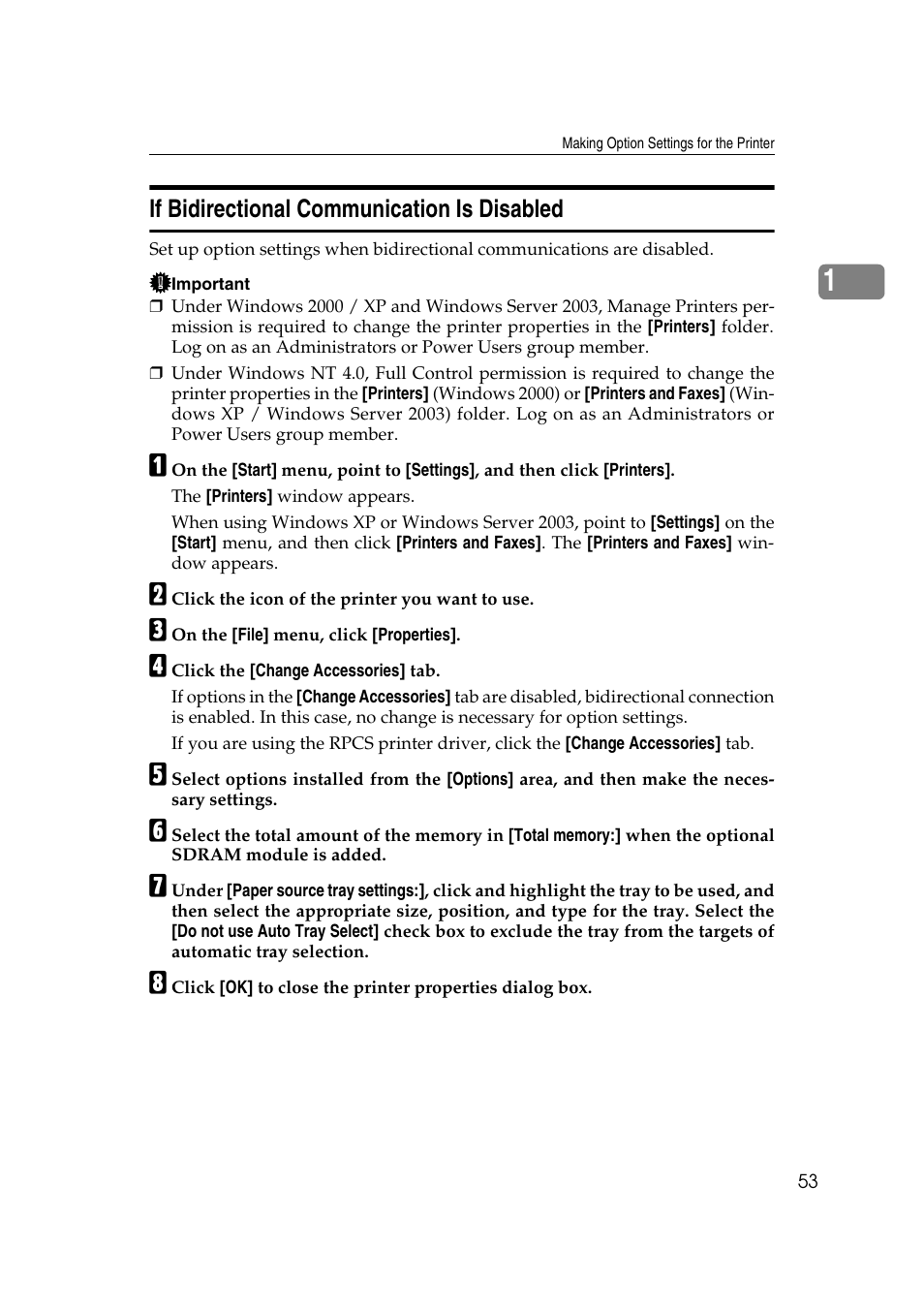 If bidirectional communication is disabled, Covers | Ricoh Printer Reference User Manual | Page 61 / 162