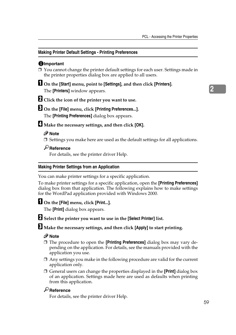 Making printer settings from an application | Ricoh Printer Reference User Manual | Page 67 / 162