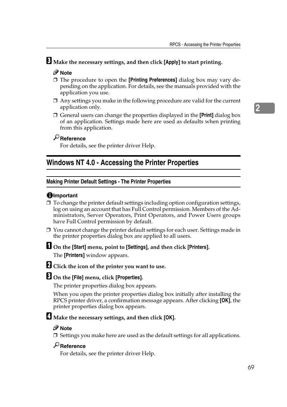 Windows nt 4.0 - accessing the printer properties | Ricoh Printer Reference User Manual | Page 77 / 162