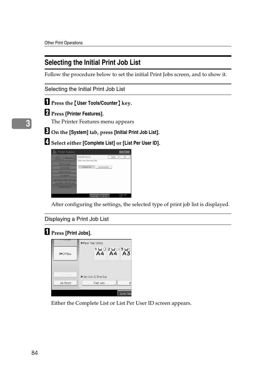 Selecting the initial print job list | Ricoh Printer Reference User Manual | Page 92 / 162