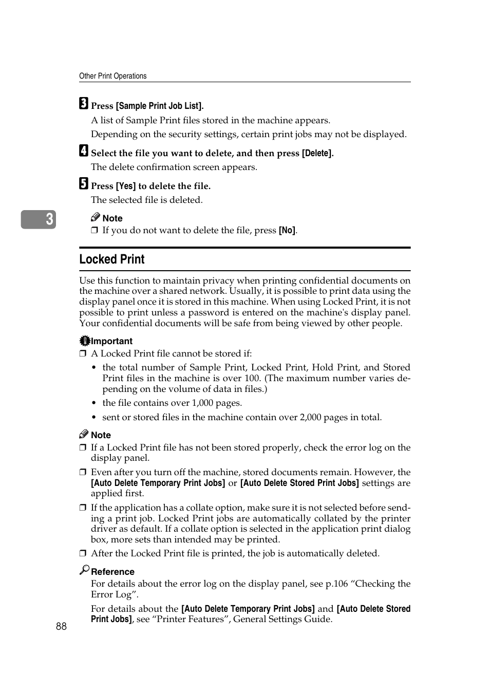 Locked print, P.88 “locked print | Ricoh Printer Reference User Manual | Page 96 / 162