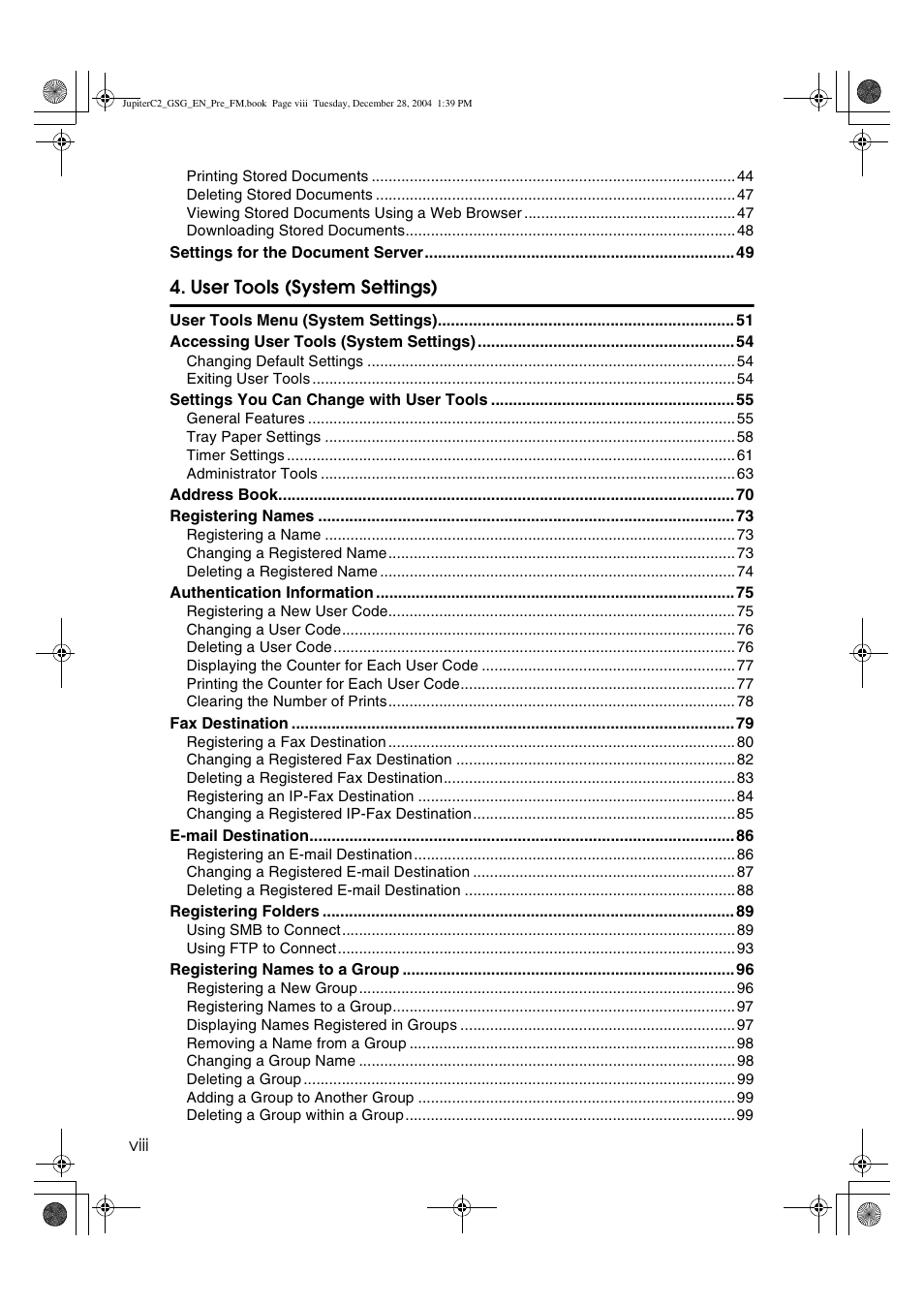 User tools (system settings) | Ricoh LD335c User Manual | Page 10 / 196