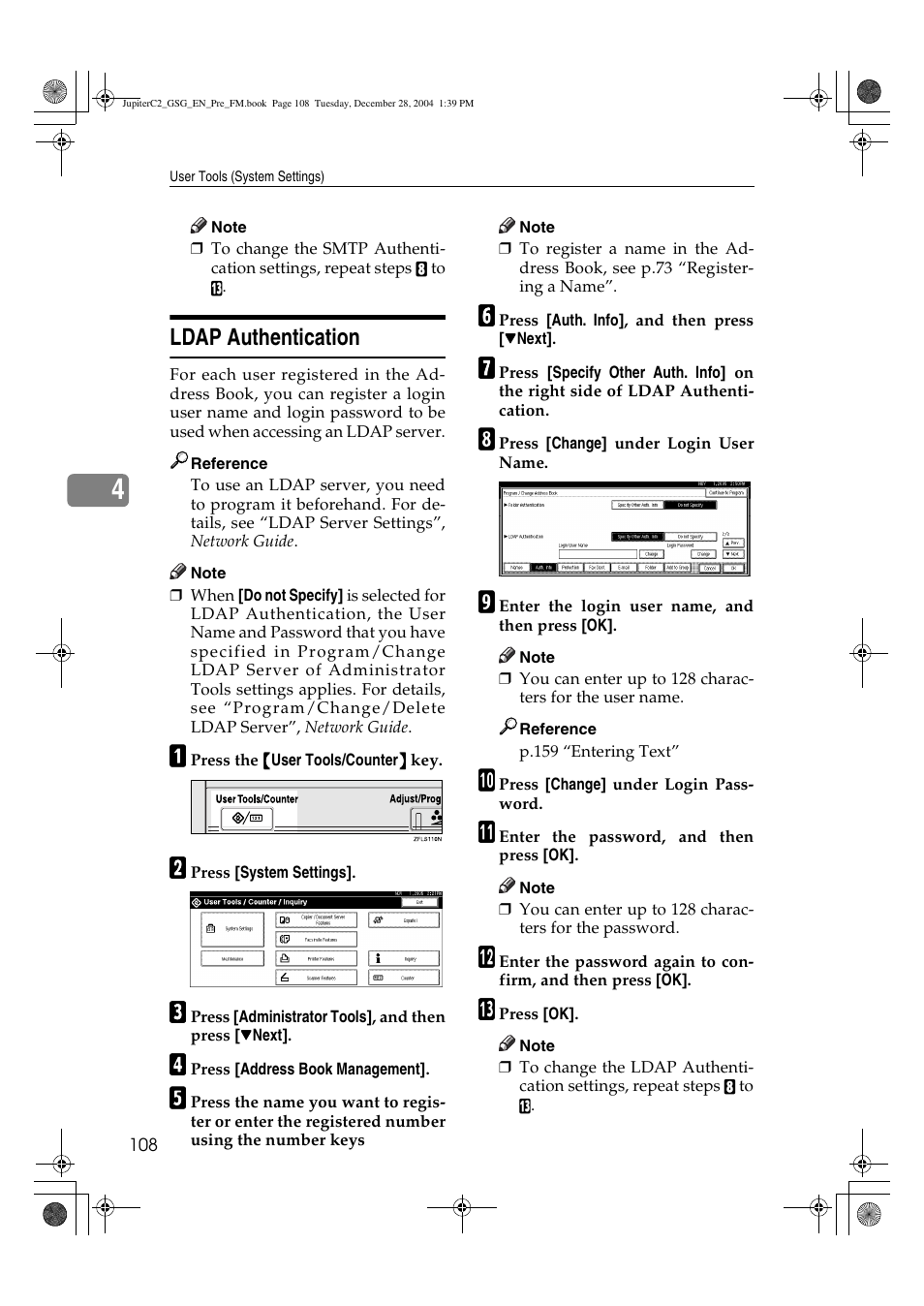 Ldap authentication | Ricoh LD335c User Manual | Page 120 / 196