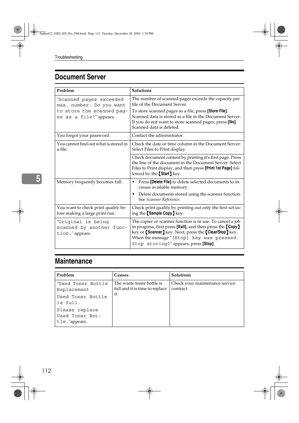 Document server maintenance | Ricoh LD335c User Manual | Page 124 / 196
