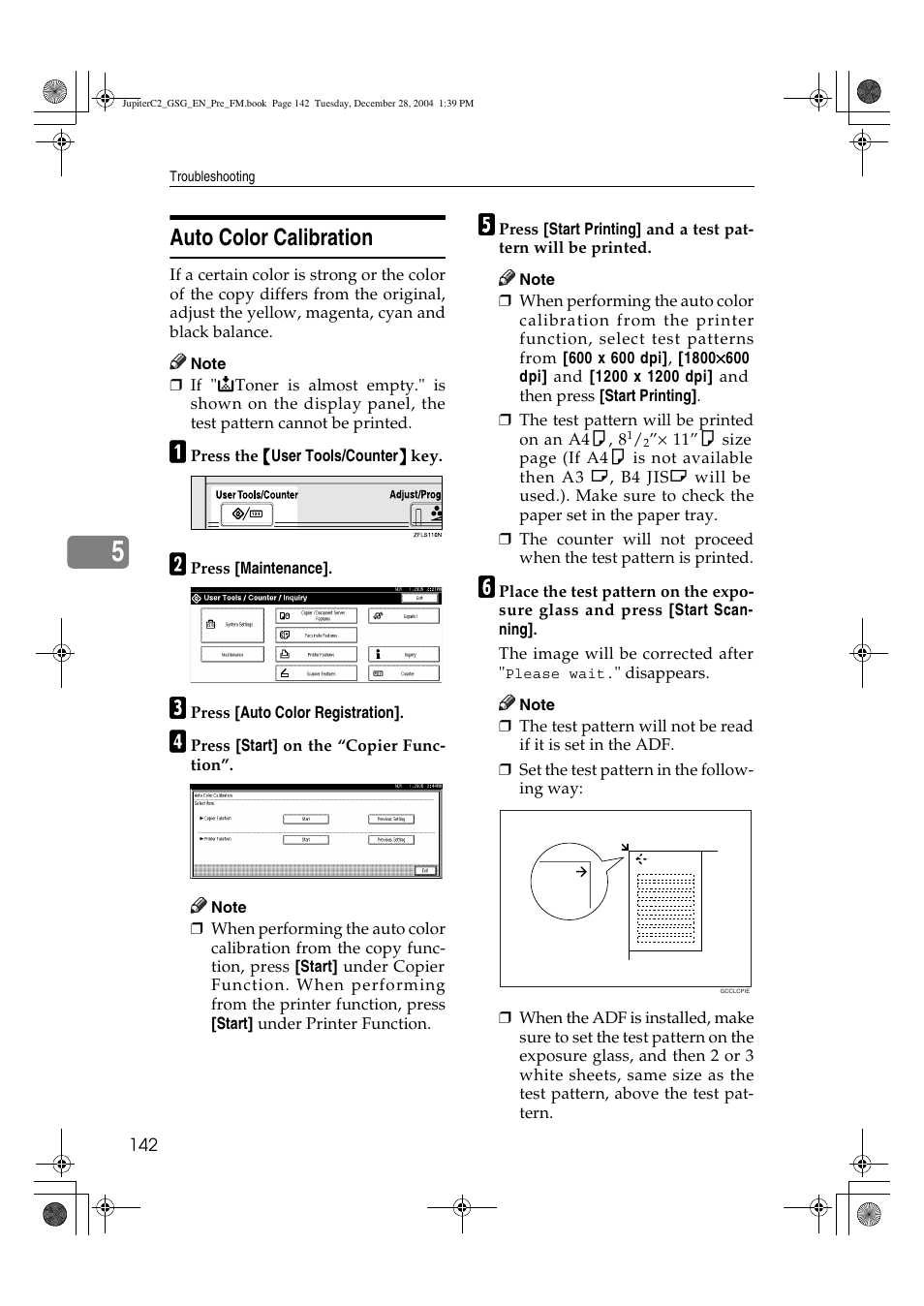 Auto color calibration | Ricoh LD335c User Manual | Page 154 / 196