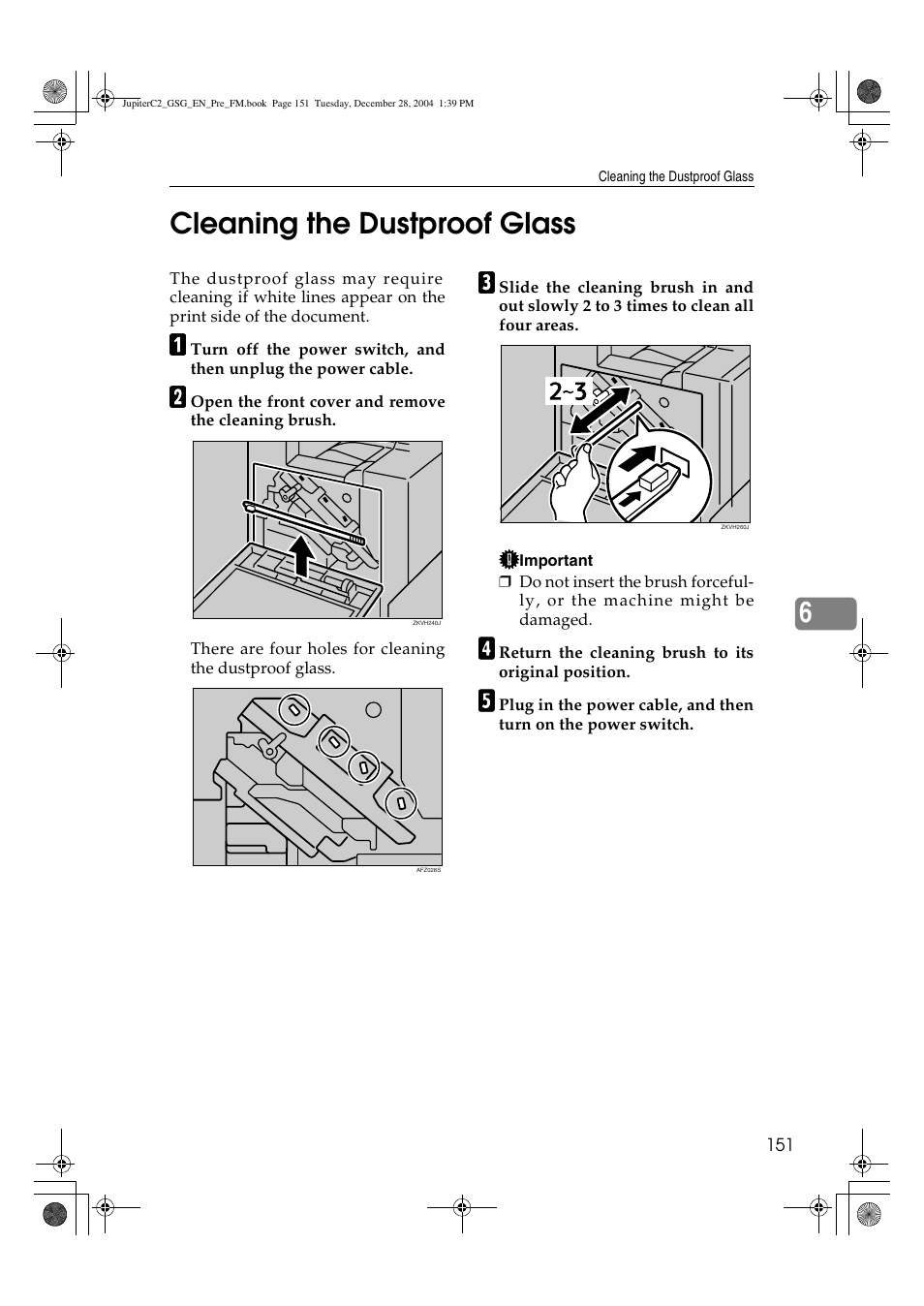 6cleaning the dustproof glass | Ricoh LD335c User Manual | Page 163 / 196