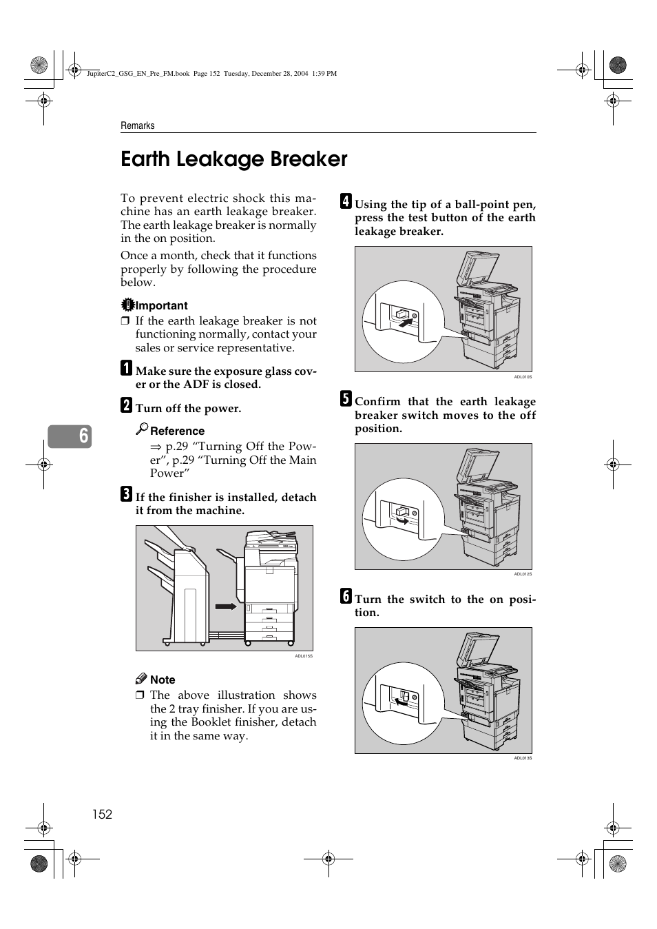 6earth leakage breaker | Ricoh LD335c User Manual | Page 164 / 196