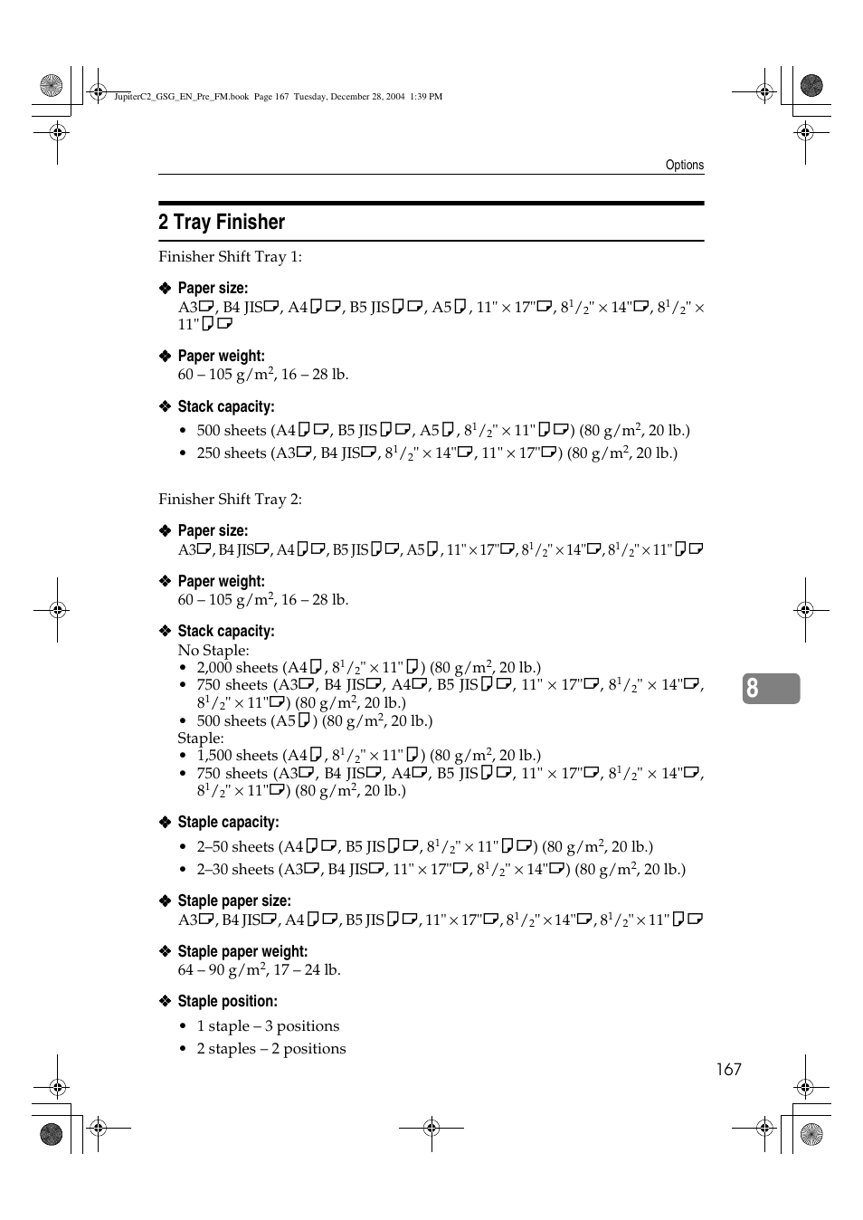 2 tray finisher | Ricoh LD335c User Manual | Page 179 / 196