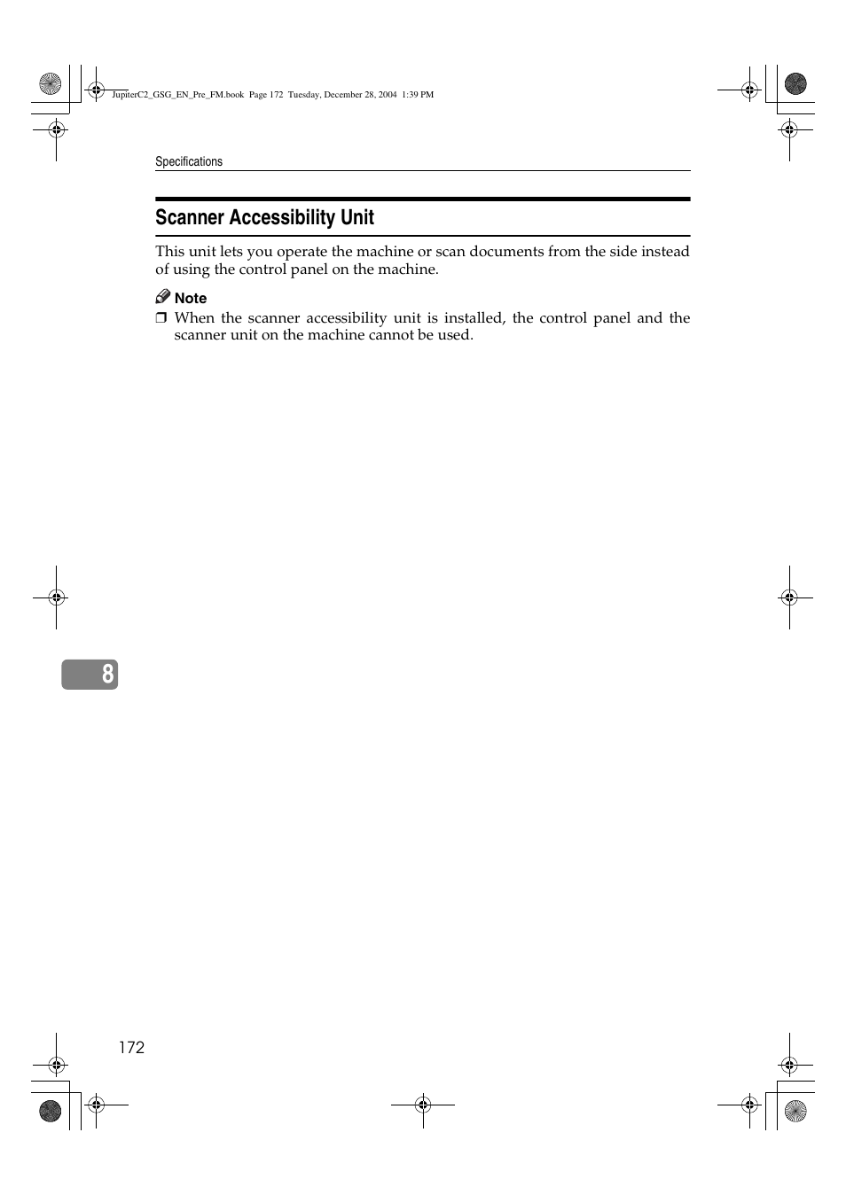 Scanner accessibility unit | Ricoh LD335c User Manual | Page 184 / 196