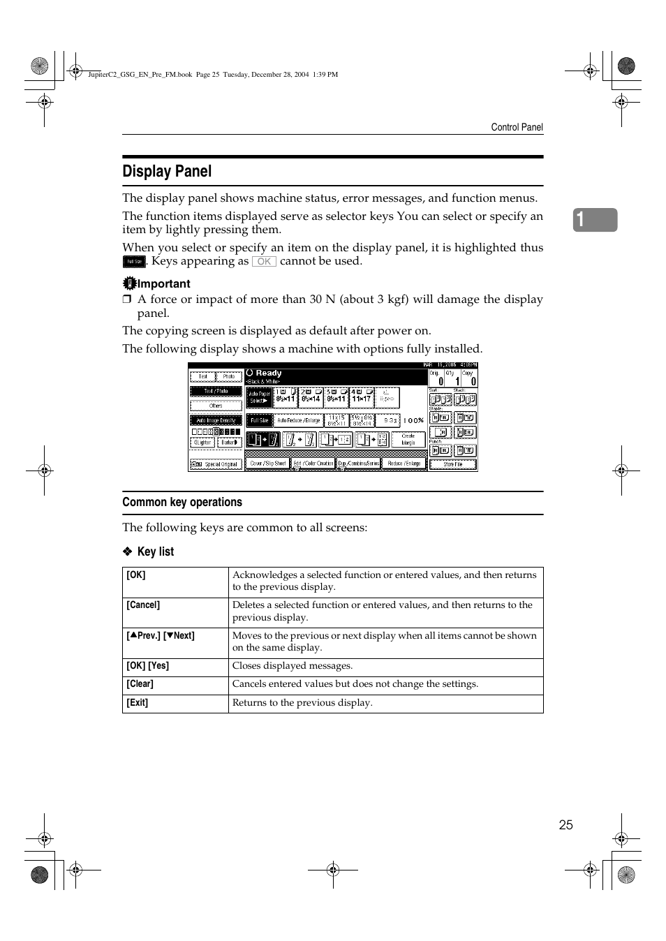 Display panel | Ricoh LD335c User Manual | Page 37 / 196