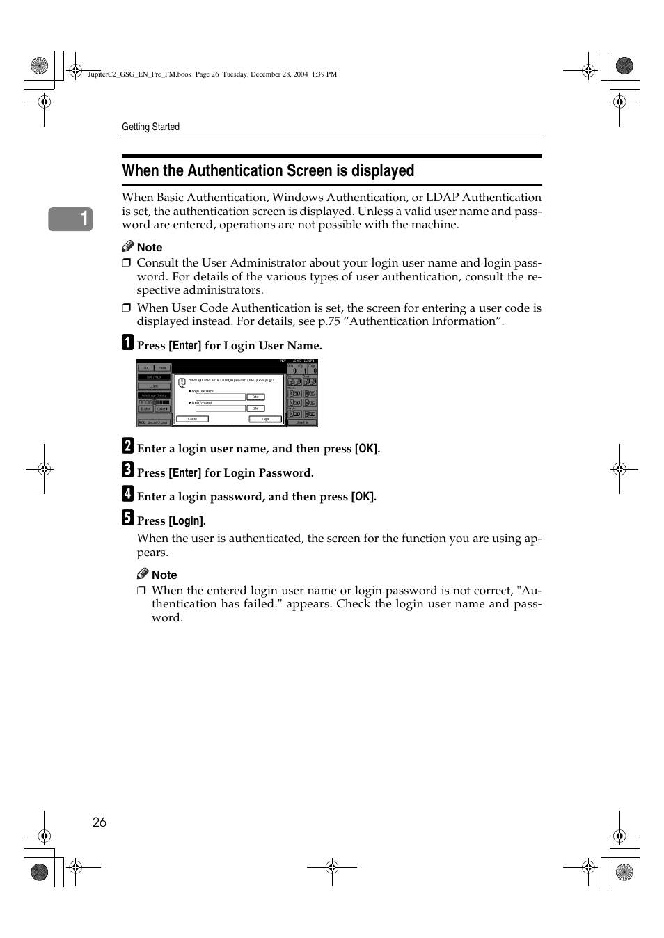 When the authentication screen is displayed | Ricoh LD335c User Manual | Page 38 / 196