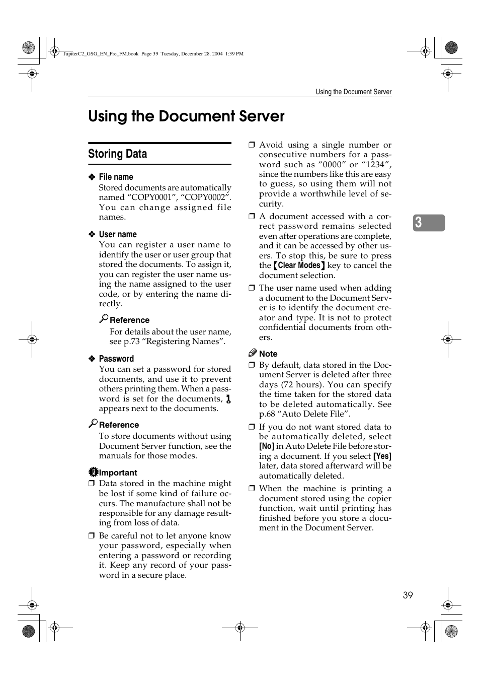 3using the document server, Storing data | Ricoh LD335c User Manual | Page 51 / 196