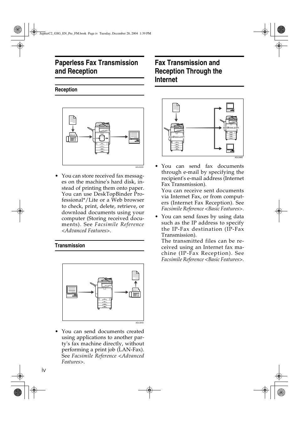 Paperless fax transmission and reception | Ricoh LD335c User Manual | Page 6 / 196