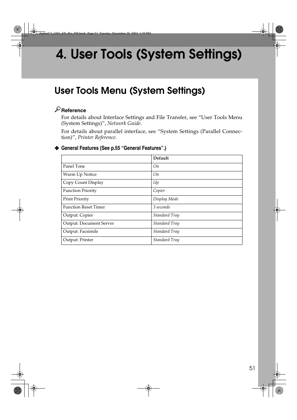 User tools (system settings), User tools menu (system settings) | Ricoh LD335c User Manual | Page 63 / 196