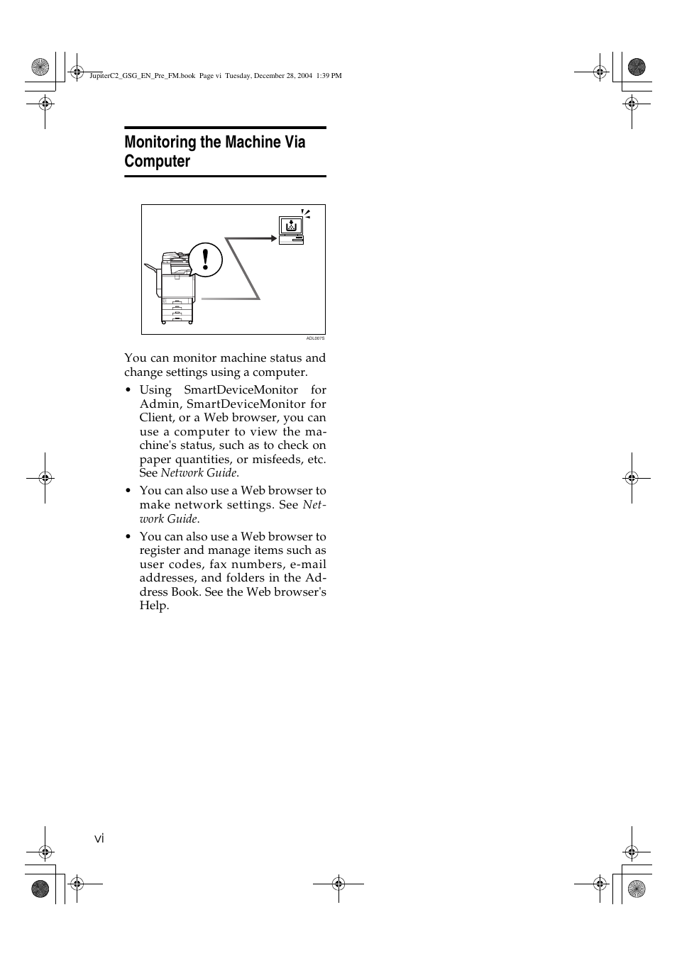Monitoring the machine via computer | Ricoh LD335c User Manual | Page 8 / 196